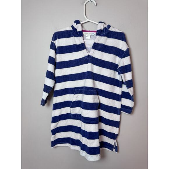 Garnett Hill Kids Blue White Stripe Terry Cloth Swim Cover Up Sz XS (2-3) NEW - Picture 1 of 8